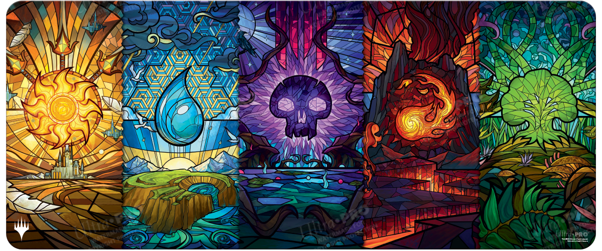 Dominaria United Stained Glass Land Medley Table Playmat for Magic: The Gathering