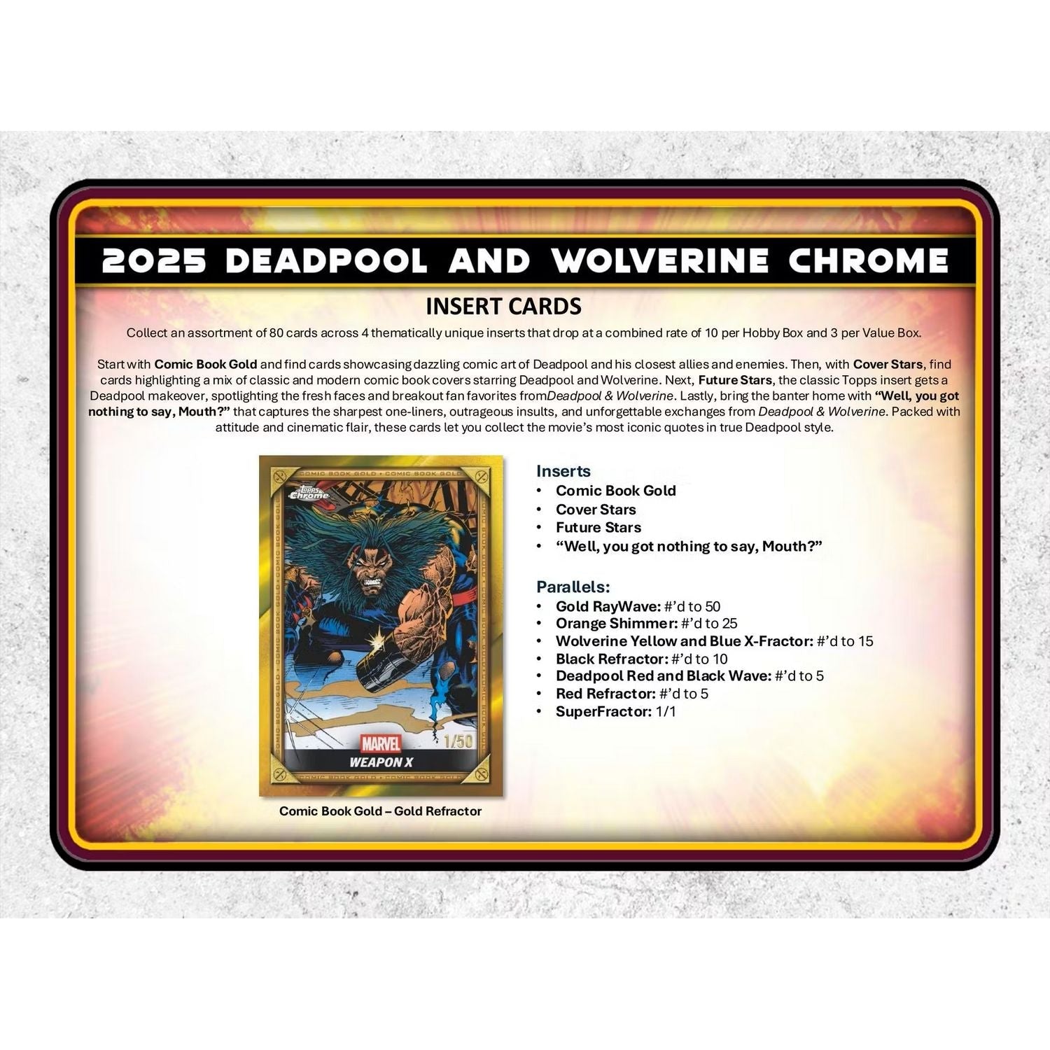 2025 Topps Marvel Chrome Deadpool Hobby Box