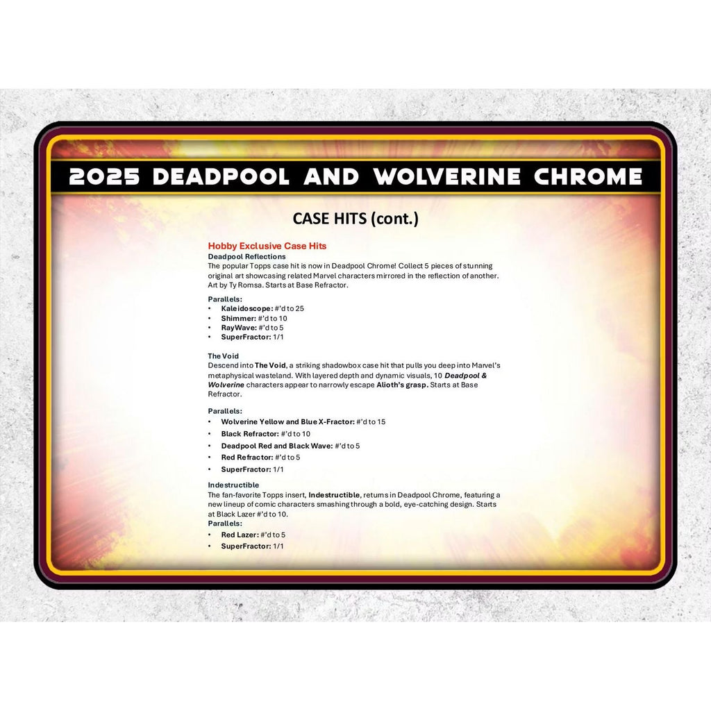 2025 Topps Marvel Chrome Deadpool Hobby Box