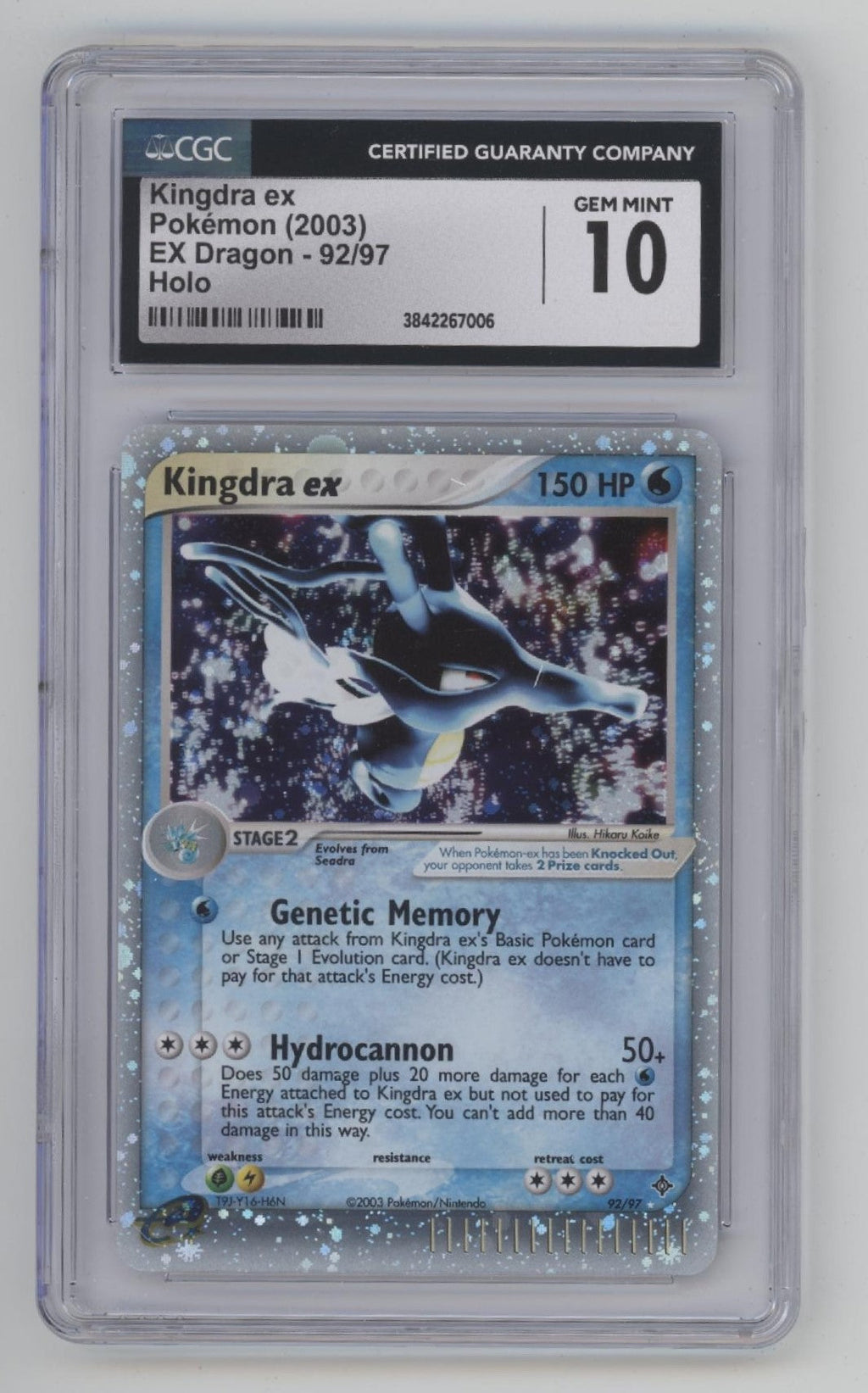 Kingdra ex Pokemon EX Dragon Holo #92 CGC 10