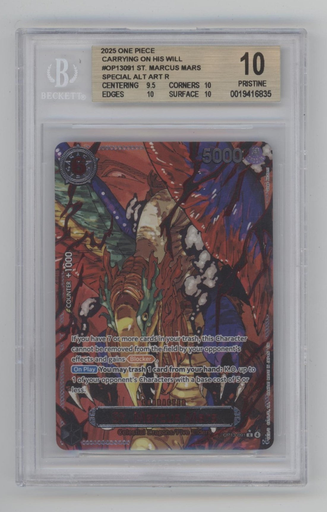 St Marcus Mars One Piece OP13 Special Alt Art Beckett 10 Pristine