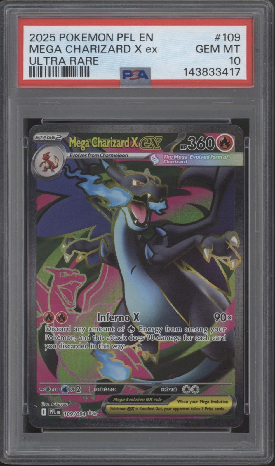 Mega Charizard X ex Pokemon Phantasmal Flames Ultra Rare #109 PSA 10 #3