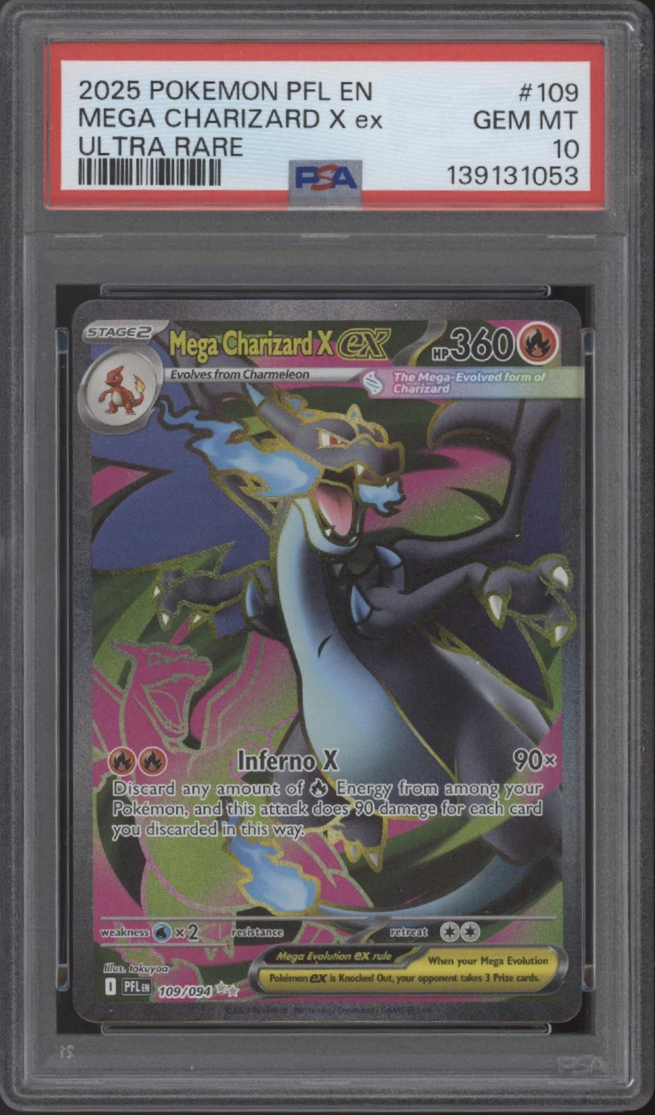 Mega Charizard X ex Pokemon Phantasmal Flames Ultra Rare #109 PSA 10 #4