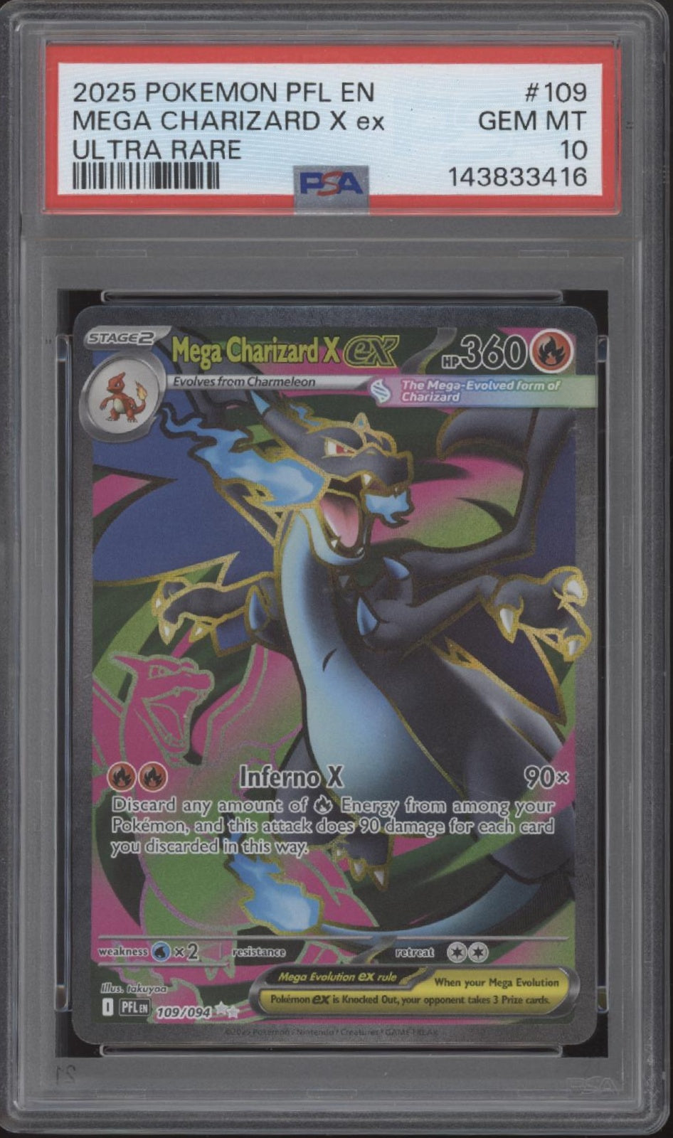 Mega Charizard X ex Pokemon Phantasmal Flames Ultra Rare #109 PSA 10 #5