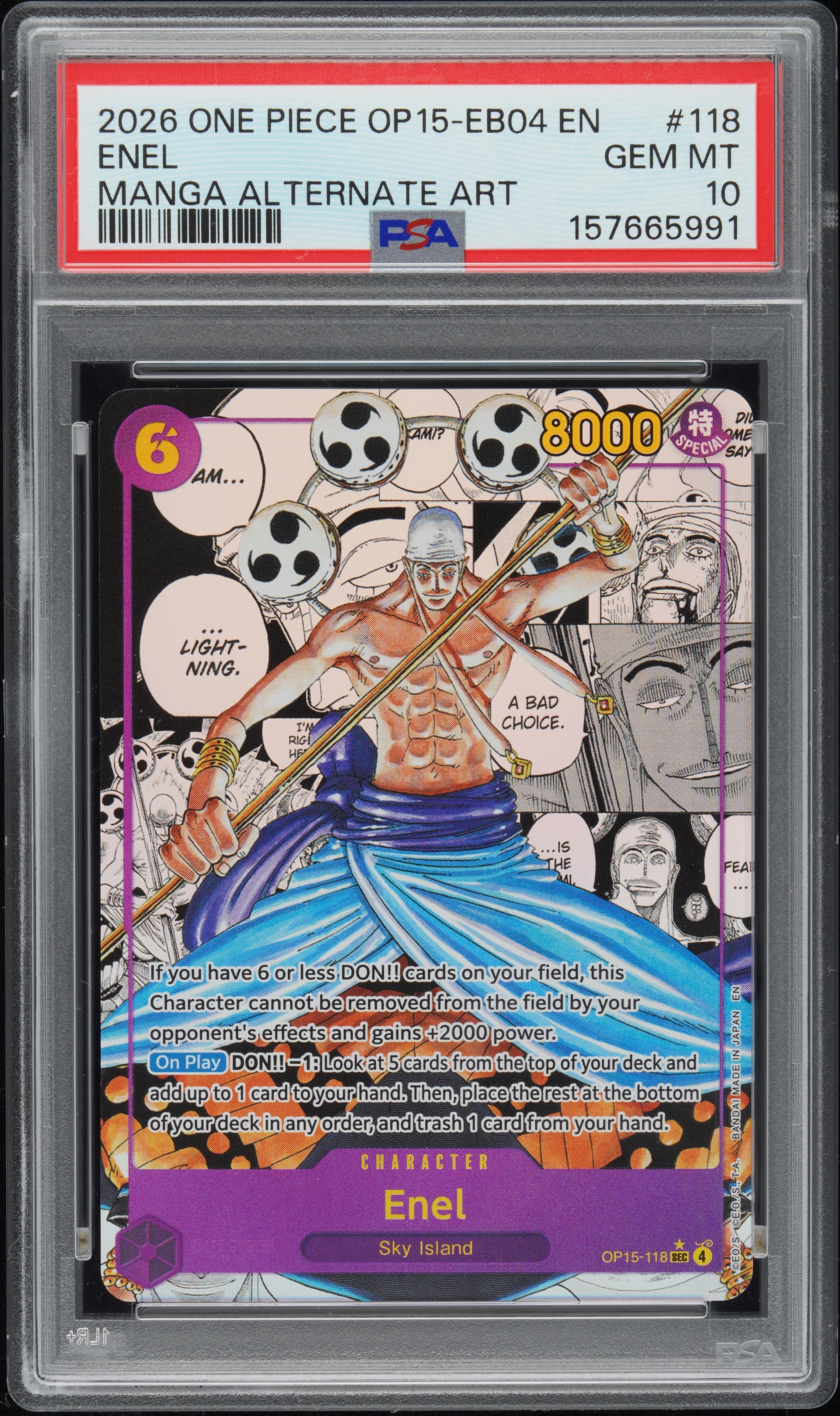 PSA GEM MT 10 Enel [Op15-Eb04-Adventure On Kami'S Island] - 157665991