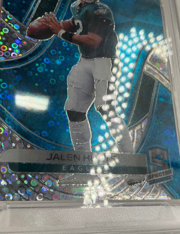 Jalen Hurts 2020 Panini Spectra Neon Blue No Hubble Prizm RC 57/60 #149 PSA 10