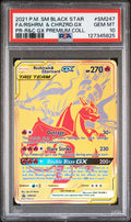 FA/RSHRM. & CHRZRD.GX PR-R&C GX PREMIUM COLL. 2021 POKEMON SM BLACK STAR PROMO PSA GEM MT 10