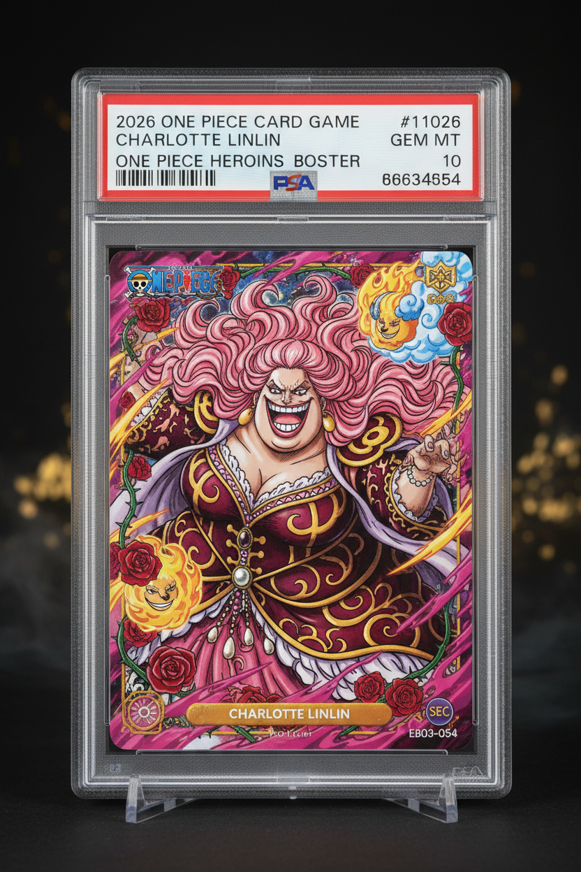 CHARLOTTE LINLIN ALTERNATE ART 2026 ONE PIECE EB03-EXTRA BOOSTER -ONE PIECE HEROINES EDITION- PSA GEM MT 10