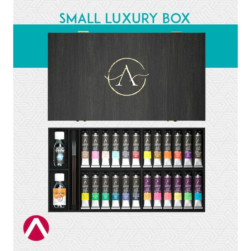 Scalecolor Artist Smooth Acrylic Paint Set - Small Luxury Wooden Box