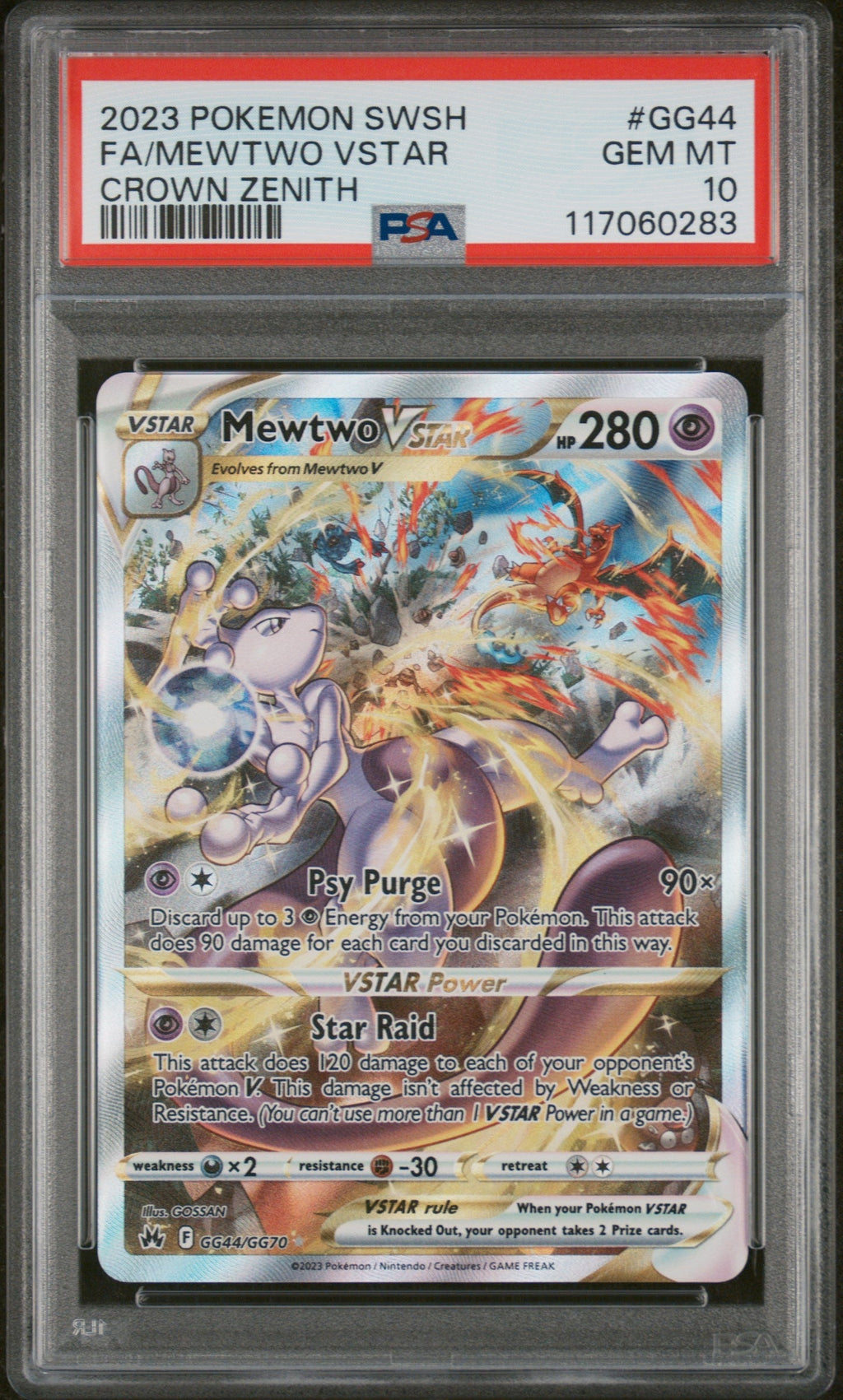 FA/MEWTWO VSTAR CROWN ZENITH 2023 POKEMON SWORD AND SHIELD CROWN ZENITH PSA GEM MT 10