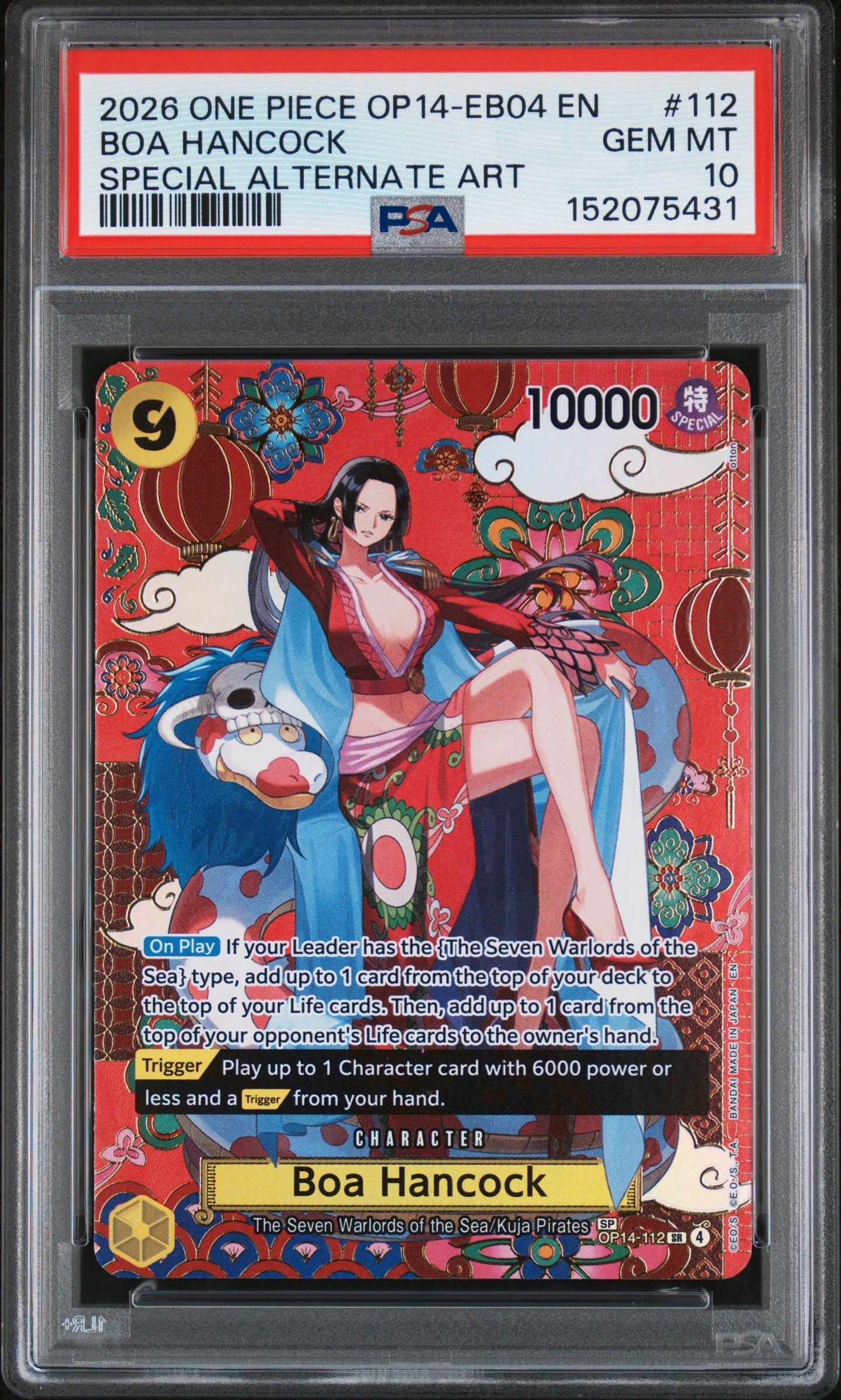 BOA HANCOCK SPECIAL ALTERNATE ART 2026 ONE PIECE OP14-EB04-THE AZURE SEA'S SEVEN PSA GEM MT 10