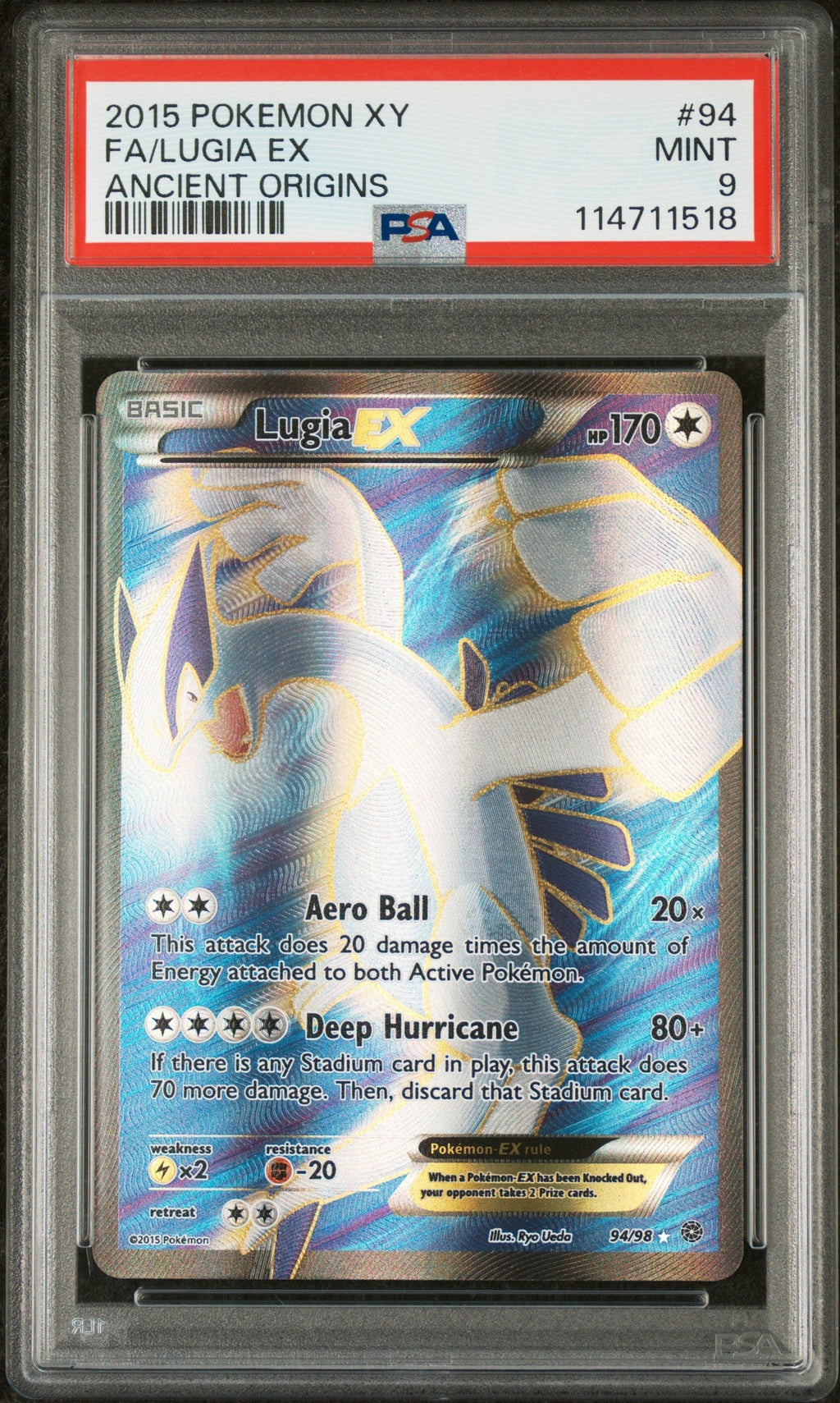 FA/LUGIA EX ANCIENT ORIGINS 2015 POKEMON XY ANCIENT ORIGINS PSA MINT 9