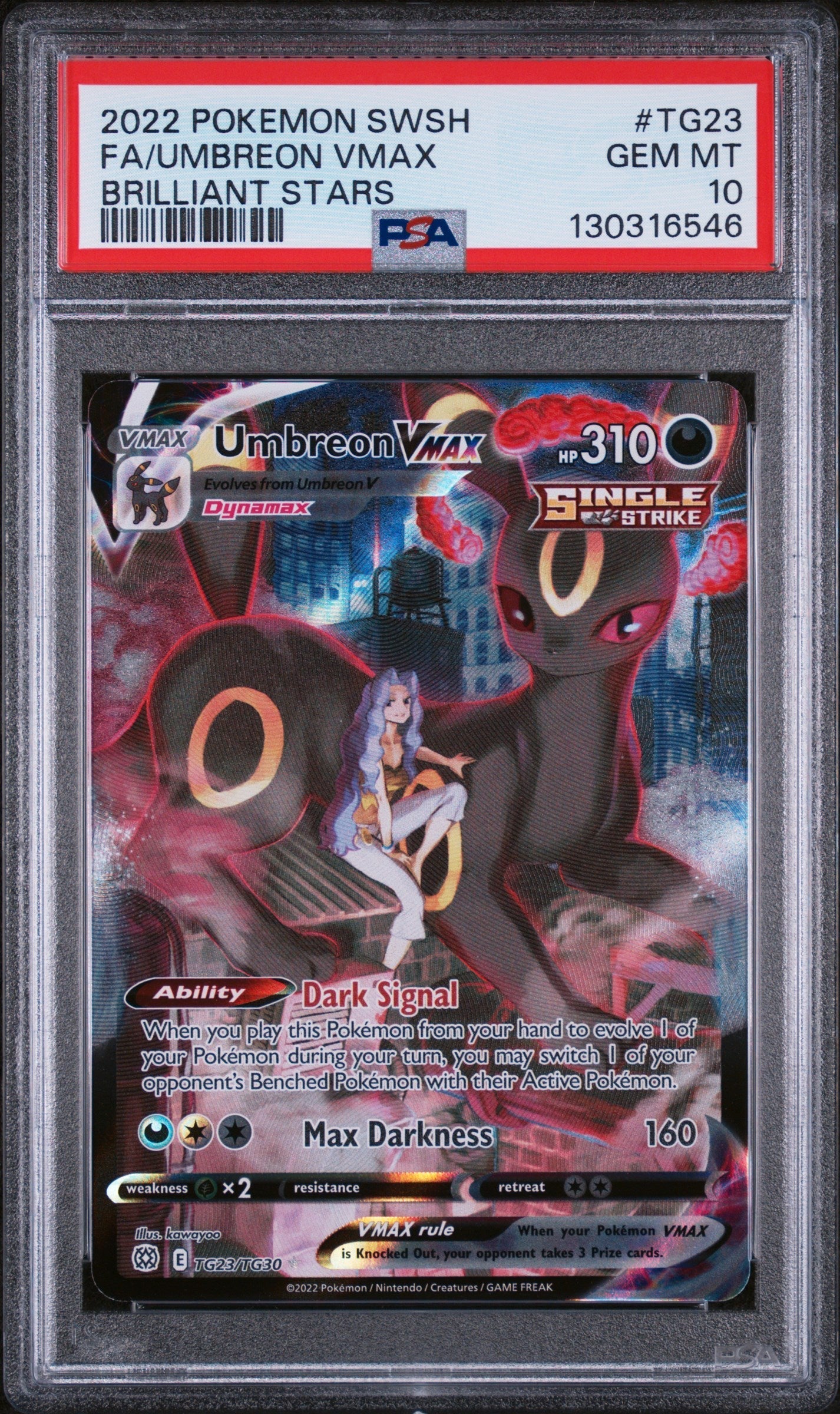 FA/UMBREON VMAX BRILLIANT STARS 2022 POKEMON SWORD & SHIELD BRILLIANT STARS PSA GEM MT 10